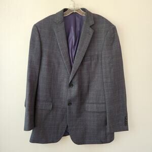 Pronto Uomo Platinum Blazer Mens 44L Gray Windowpane Plaid Wool Blend Sport Coat